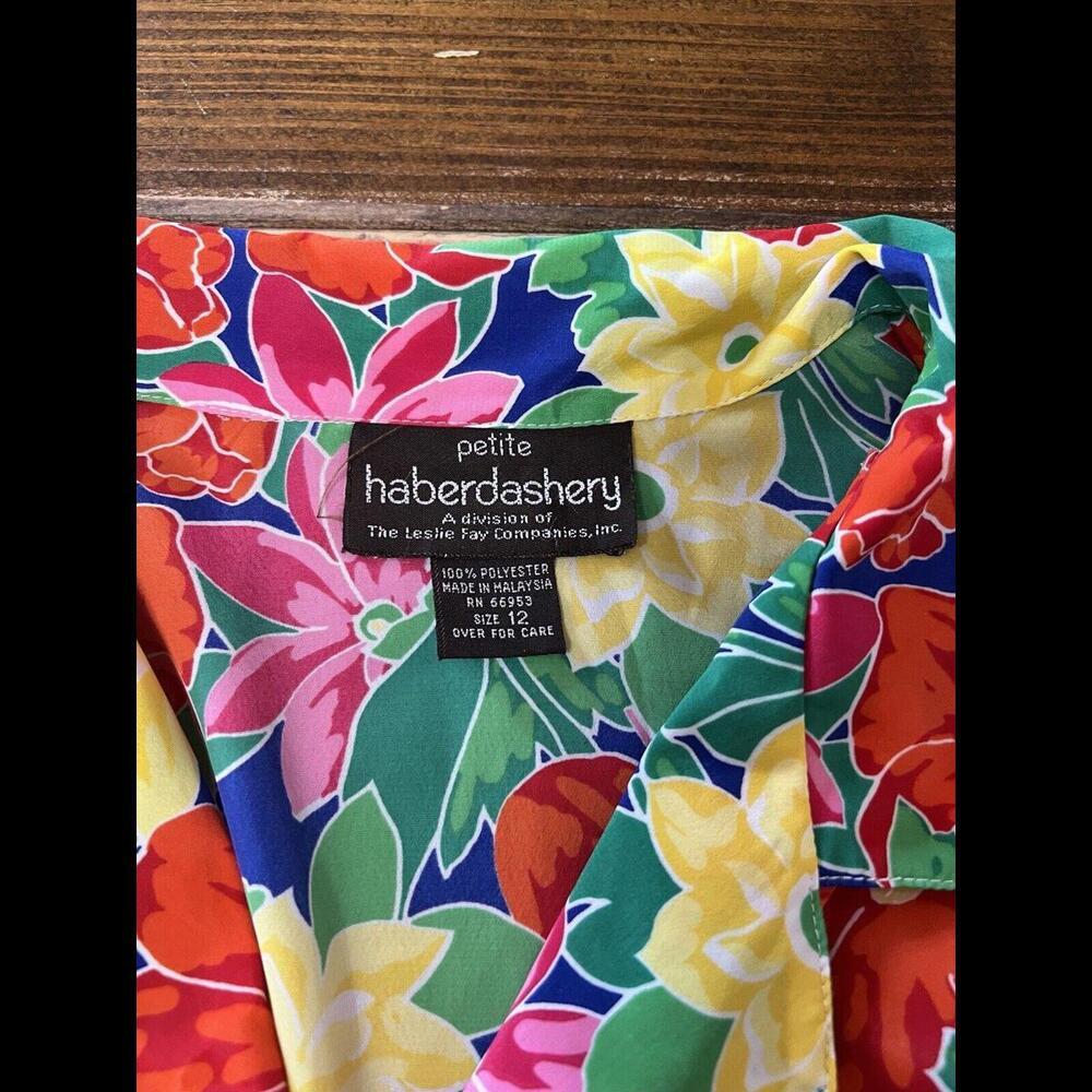 Vintage Haberdashery Hawaiian Shirt SZ 12 Medium Floral Pattern - Picture 3 of 4